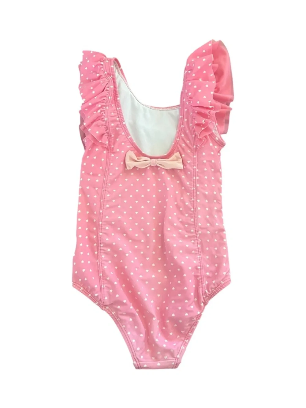 RuffleButts Pink Heart Ruffle One Piece Swimsuit UPF 50 Size 6